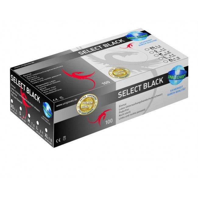 Unigloves - Select Black Latex Gloves - Black